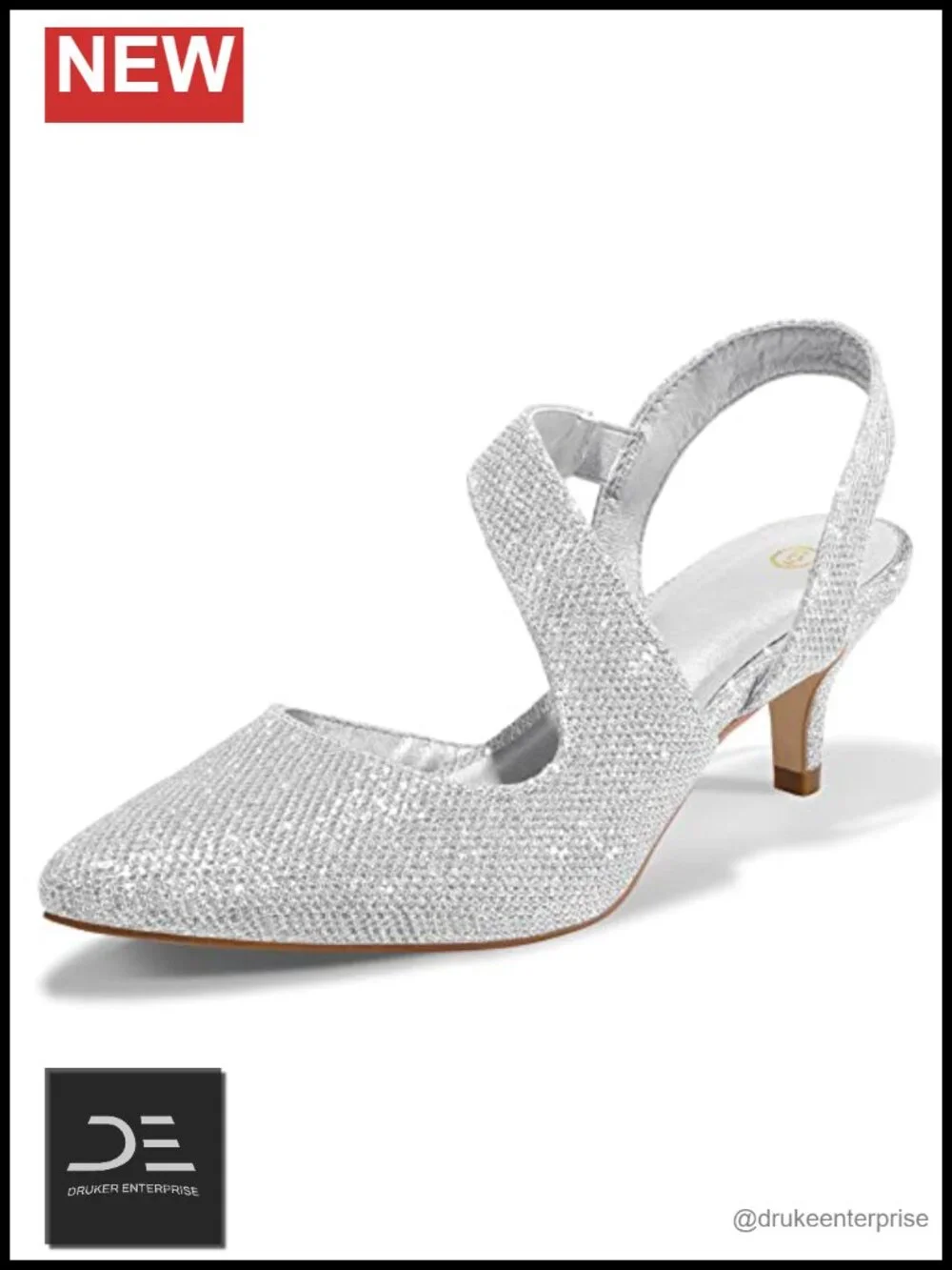 Kitten Heel Slingback Pumps Wedding Party Shoes Cushioned Insole Pointed Toe